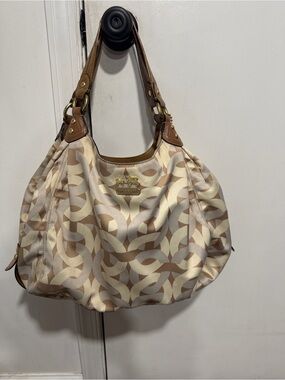 Coach Beige & Tan Signature Pattern Hobo Bag